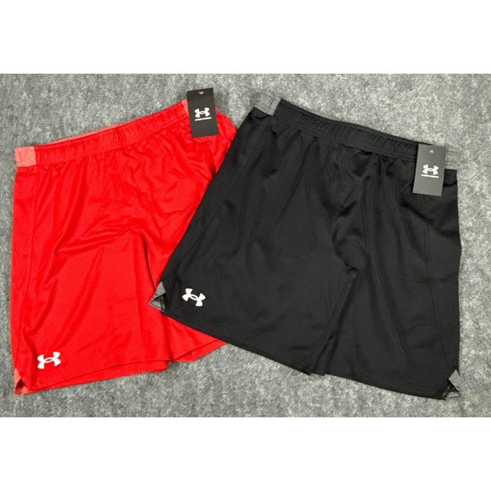 Under Armour 2 Pack Boys Youth XL Red Black Gym Shorts NWT